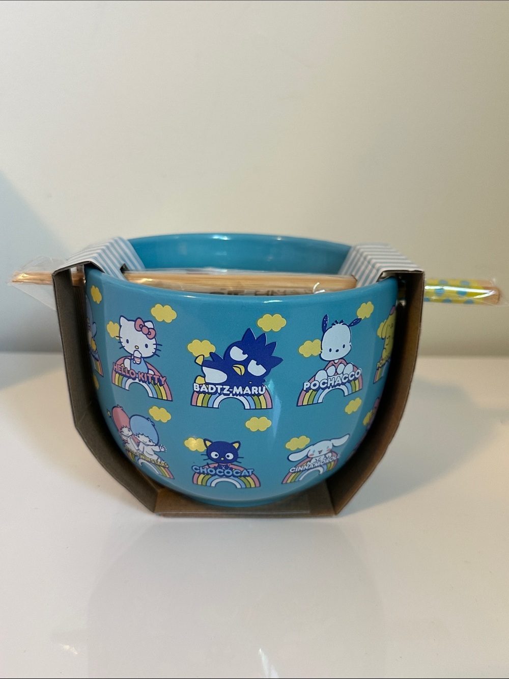 Sanrio 20 oz. Blue Rainbow Character Bowl with Spoon